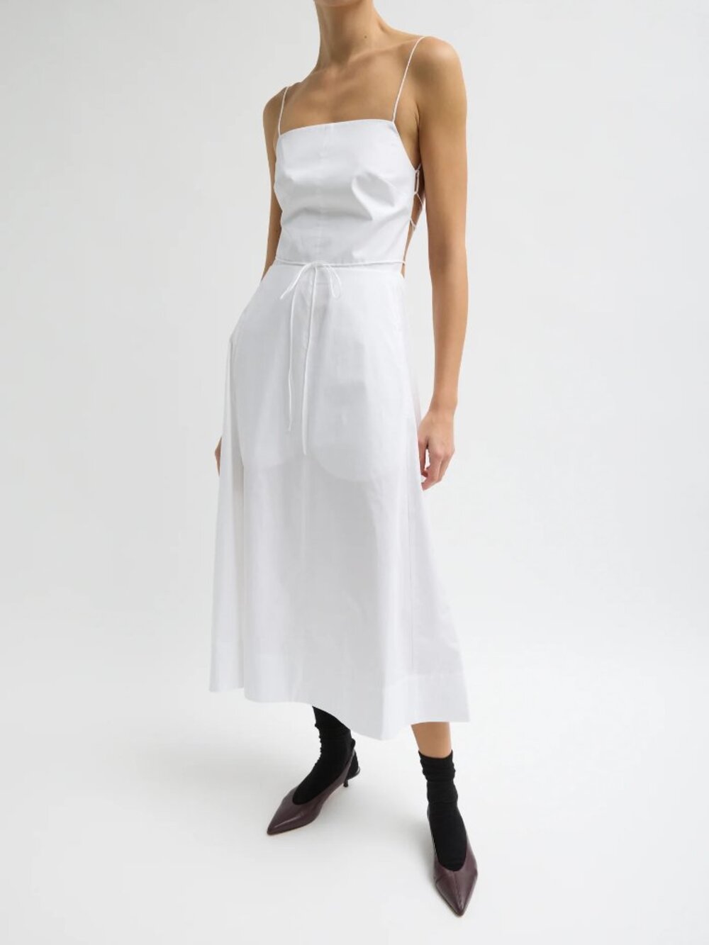 Tibi Eco Poplin Strappy Dress, White Size 8